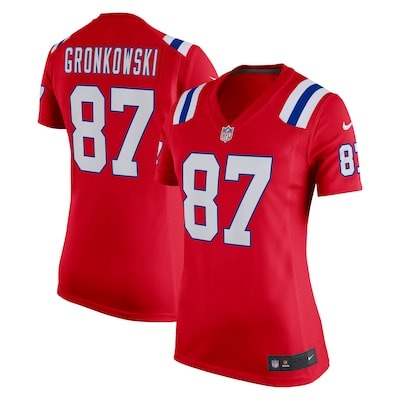 Women's New England Patriots #87 Rob Gronkowski Nike Red Alternate Retired Player Limited Stitched Jersey