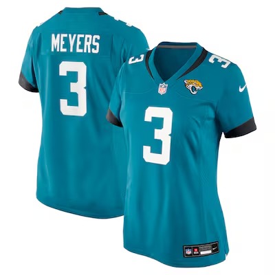 Women's Jacksonville Jaguars #3 Jakobi Meyers Nike Teal Team Stitched Vapor Untouchable Limited Jersey.
