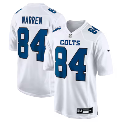 Men's Indianapolis Colts #84 Tyler Warren Nike Tundra White Fashion Stitched Game Jersey