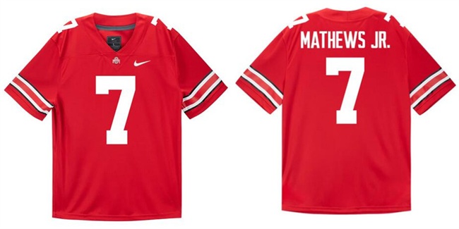 Men's Ohio State Buckeyes #7 Jermaine Mathews Jr. Scarlet Stitched Jersey