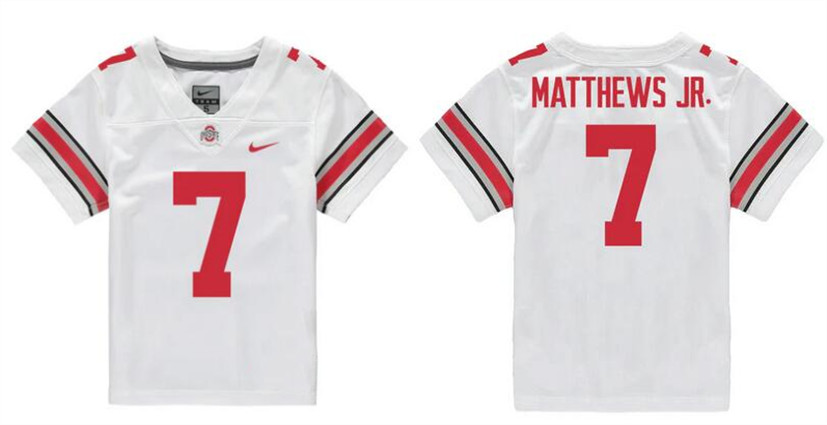Men's Ohio State Buckeyes #7 Jermaine Mathews Jr. White Stitched Jersey