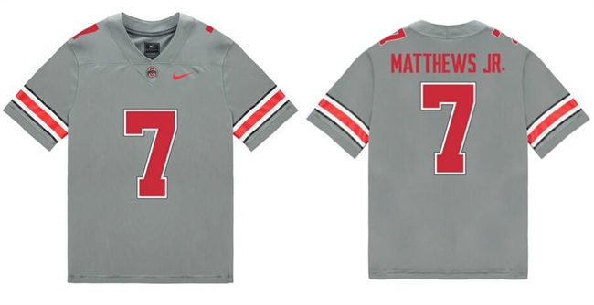 Men's Ohio State Buckeyes #7 Jermaine Mathews Jr. Grey Stitched Jersey