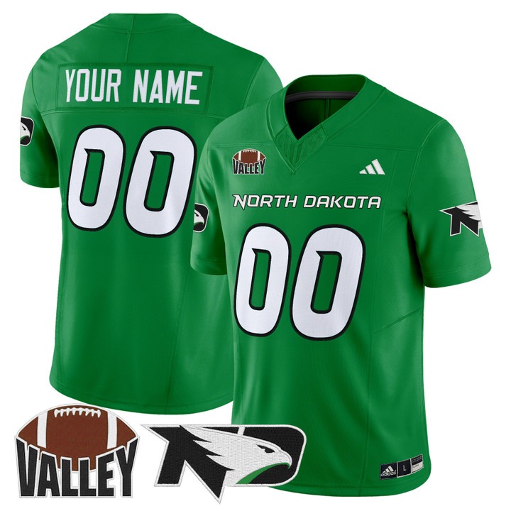 Men's North Dakota Fighting Hawks Custom football 2025 Vapor F.U.S.E. Limited Stitched Jersey Green