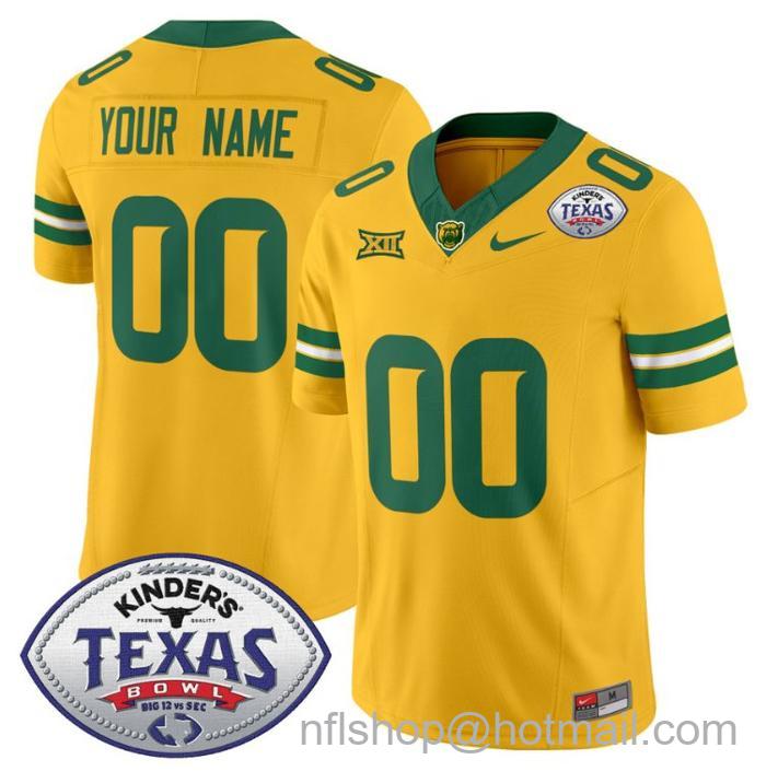 Nike Baylor Bears 2024 Texas Bowl Patch FUSE Limited Football Stitched Custom Jersey Gold