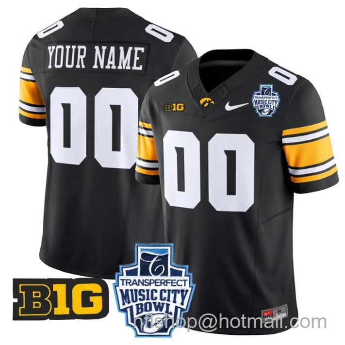 Nike Iowa Hawkeyes 2024 Music City Bowl Patch FUSE Limited Football Stitched Custom Jersey Black