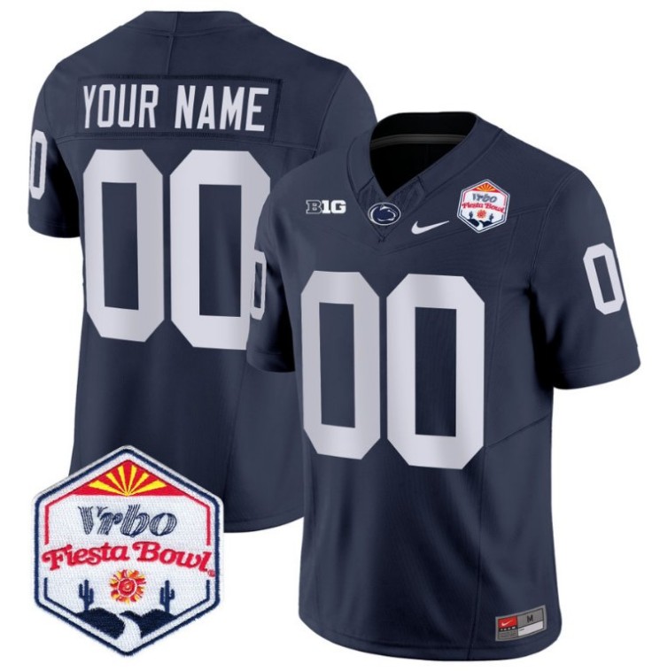 Nike Penn State Nittany Lions 2024 The Fiesta Bowl Patch Vapor Limited Custom Stitched Football Jersey Navy