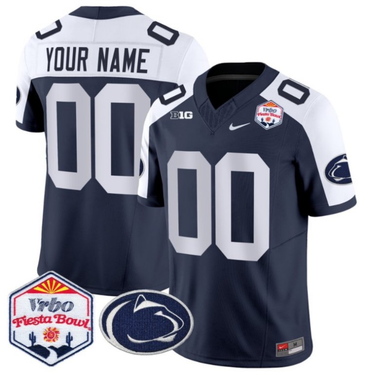 Nike Penn State Nittany Lions 2024 The Fiesta Bowl Patch Vapor Limited Custom Stitched Football Jersey Navy Alternate