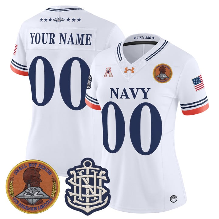 Women's Navy Midshipmen Custom 250th Anniversary Vapor F.U.S.E. Limited Stitched football Jersey White