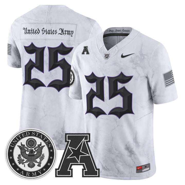 Men's Army Black Knights #25 United States Army Honoring 250 Years Of Service And Sacrifice Vapor Limited Stitched football Jersey - White