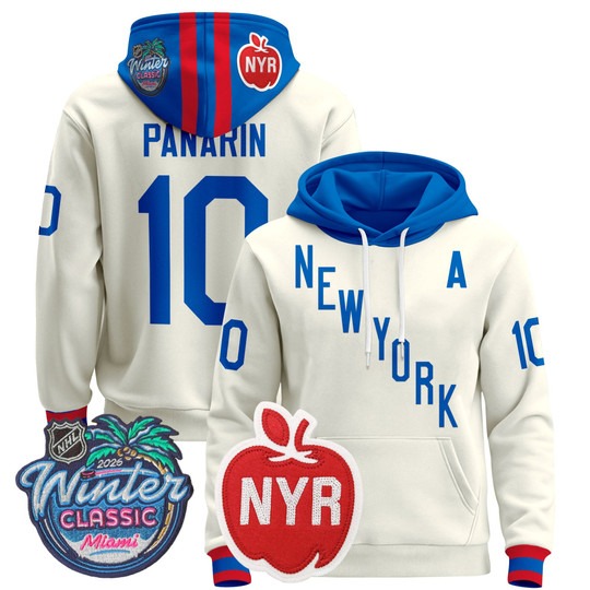 Men's New York Rangers #10 Artemi Panarin Beige 2026 Winter Classic Premium Stitched Pullover Hoodie
