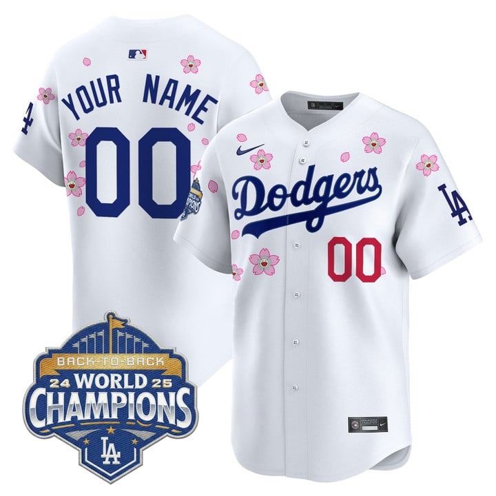 Men's Dodgers Custom 2025 Back-To-Back Champions x Tokyo Series Nike Limited Stitched Jersey White