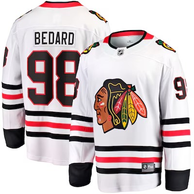 Men's Chicago Blackhawks #98 Connor Bedard White 2025 Stitched Hockey Jersey