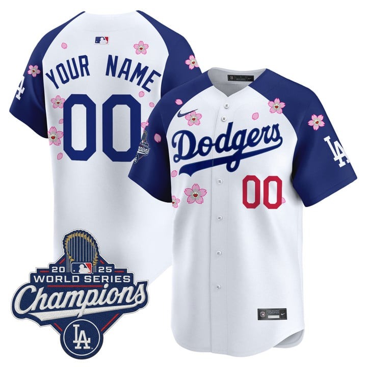 Men's Dodgers Custom 2025 World Series Champions x Tokyo Series Nike Limited Stitched Jersey Alternate