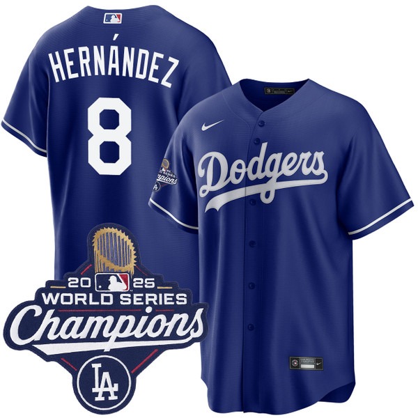 Men's Los Angeles Dodgers #8 Enrique Hernandez Royal 2025 Alternate World Series Champions Jersey