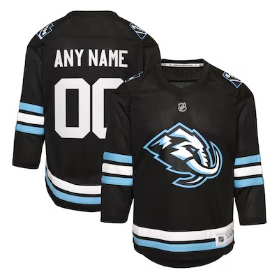 Youth Utah Mammoth Custom Home Black Replica Stitched Hockey Jersey