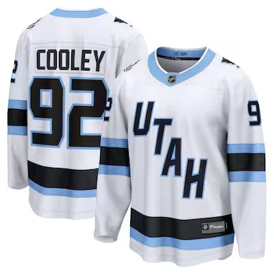 Men's Utah Mammoth #92 Logan Cooley White Away Breakaway Player Stitched Hockey Jersey