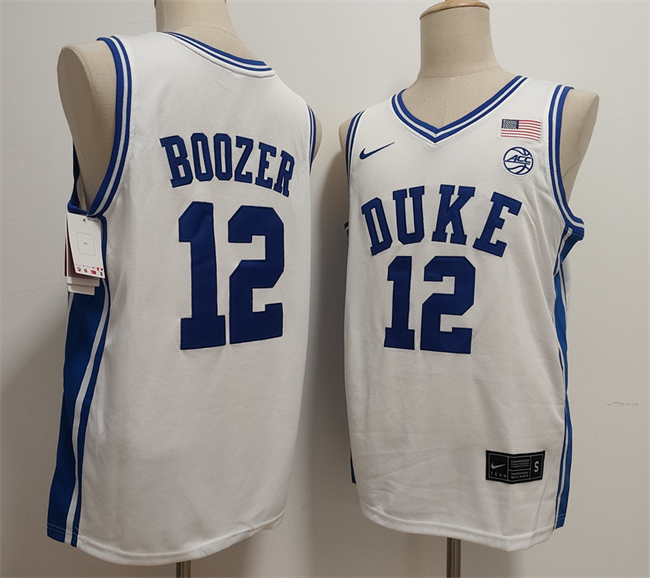 Men's Duke Blue Devils #12 Cameron Boozer White Stitched Basketball Jersey