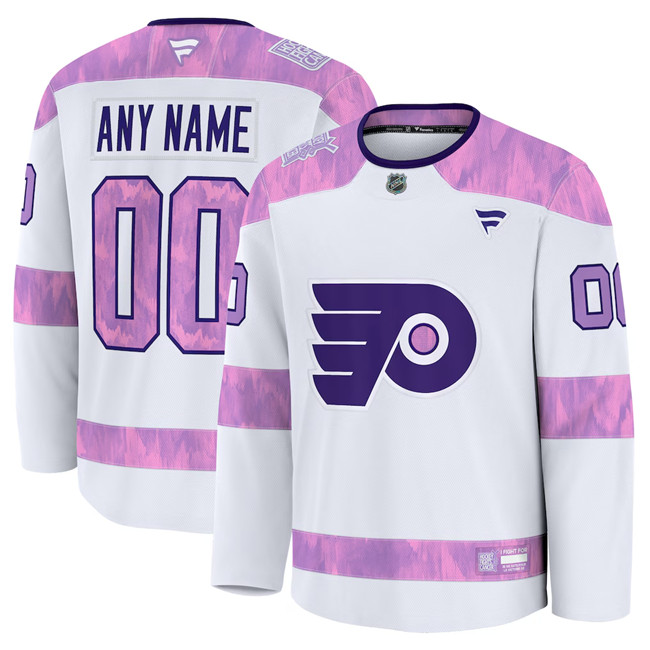Men's Philadelphia Flyers Custom White 2024 Fights Cancer Stitched Hockey Jersey