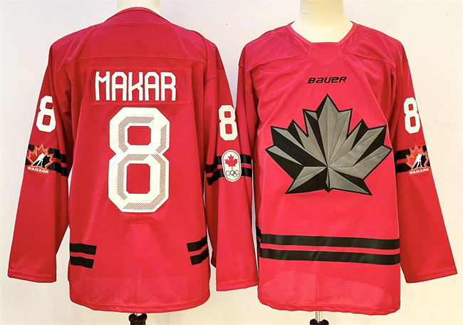 Men's Canada Hockey #8 Cale Makar Red Stitched Jersey