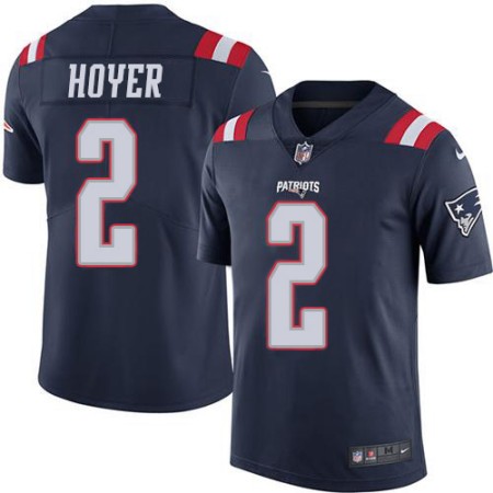 Men's New England Patriots #2 Brian Hoyer Navy Vapor Untouchable Limited Rush Stitched Jersey