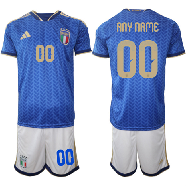 Men's Italy Custom 2025-26 Blue Home Soccer Jersey Suit