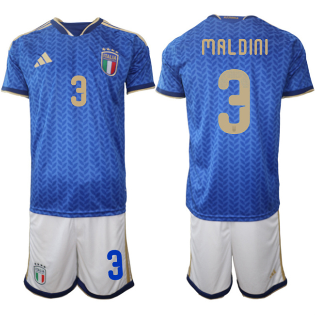 Men's Italy #3 Paolo Maldini 2025-26 Blue Home Soccer Jersey Suit