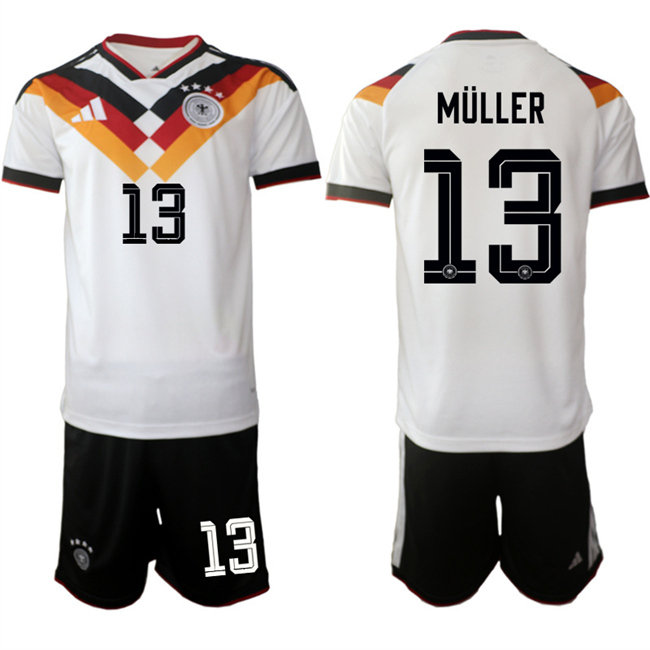 Men's Germany #13 Thomas Muller White 2025 26 Home Soccer Jersey Suit