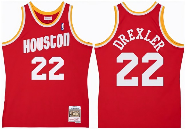 Men's Houston Rockets #22 Clyde Drexler Red 1994-95 throwback Swingman Stitched Jersey