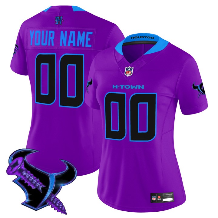 Women's Houston Texans Custom 2025 DJ Screw F.U.S.E. Vapor Limited Stitched Jersey Purple