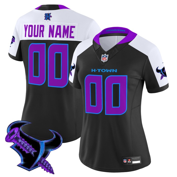 Women's Houston Texans Custom 2025 DJ Screw F.U.S.E. Vapor Limited Stitched Jersey Black Alternate