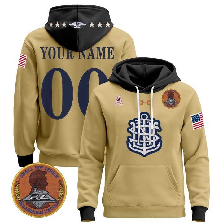Navy Midshipmen Custom with 250th Anniversary Pullover Stitched Hoodie Gold
