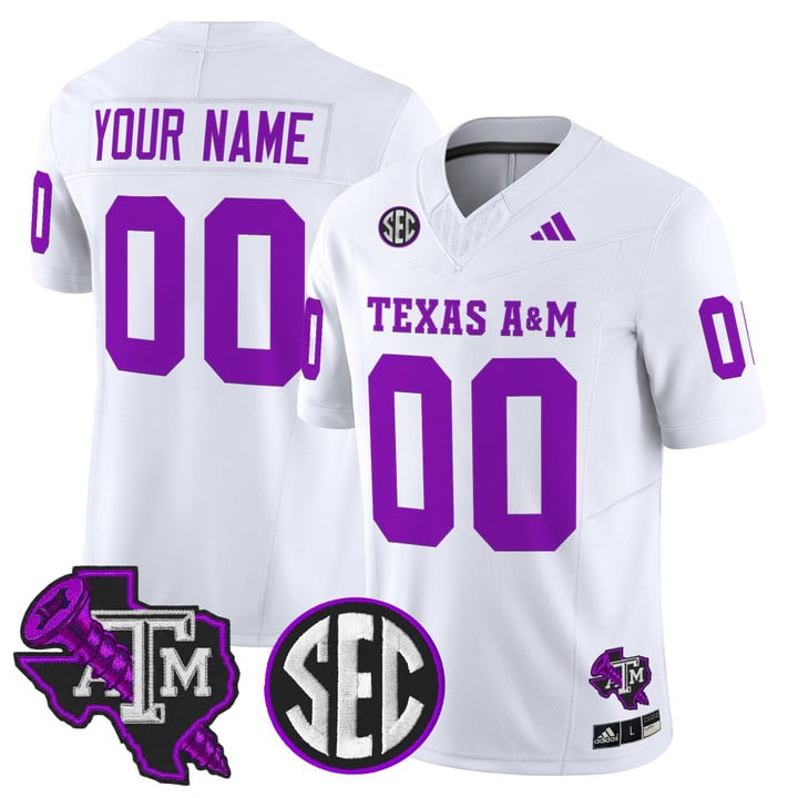 Men's Texas A&M Aggies Custom DJ Screw Vapor F.U.S.E. Limited Stitched football Jersey White