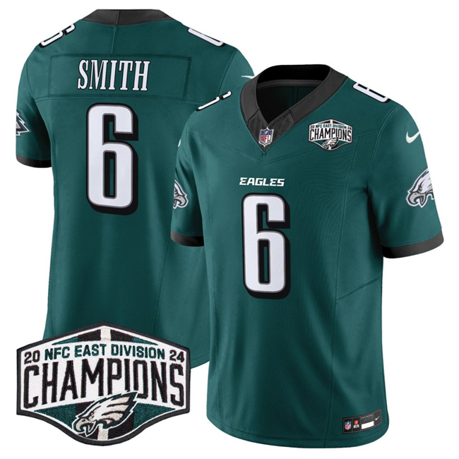 Men's Philadelphia Eagles #6 DeVonta Smith Green 2024 New NFC East Champions F.U.S.E. Vapor Untouchable Limited Stitched Football Jersey