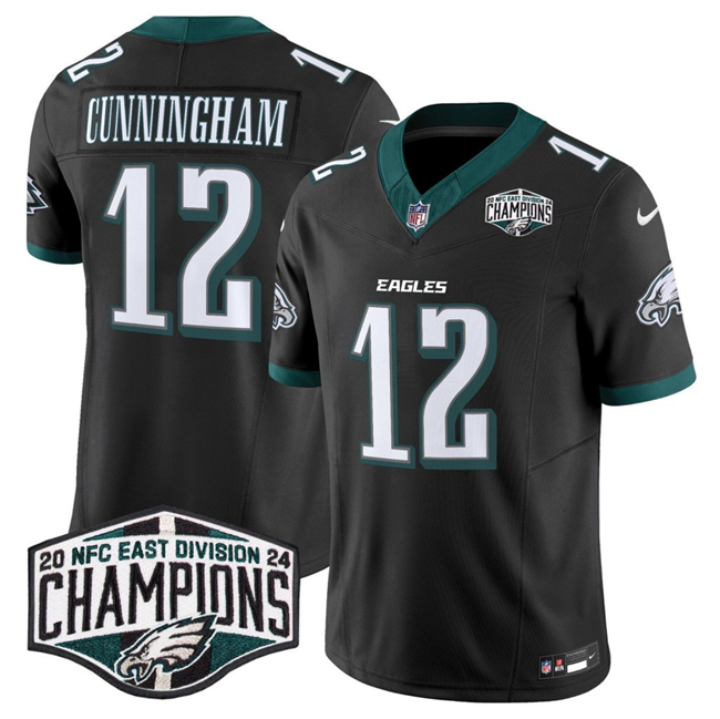 Men's Philadelphia Eagles #12 Randall Cunningham Black 2024 New NFC East Champions F.U.S.E. Vapor Untouchable Limited Stitched Football Jersey