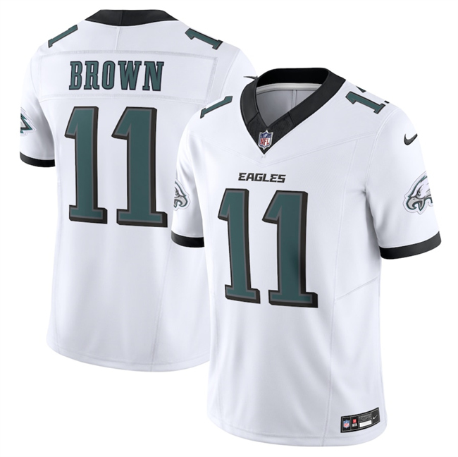 Men's Philadelphia Eagles #11 A.J. Brown White 2024 New F.U.S.E. Vapor Untouchable Limited Stitched Football Jersey