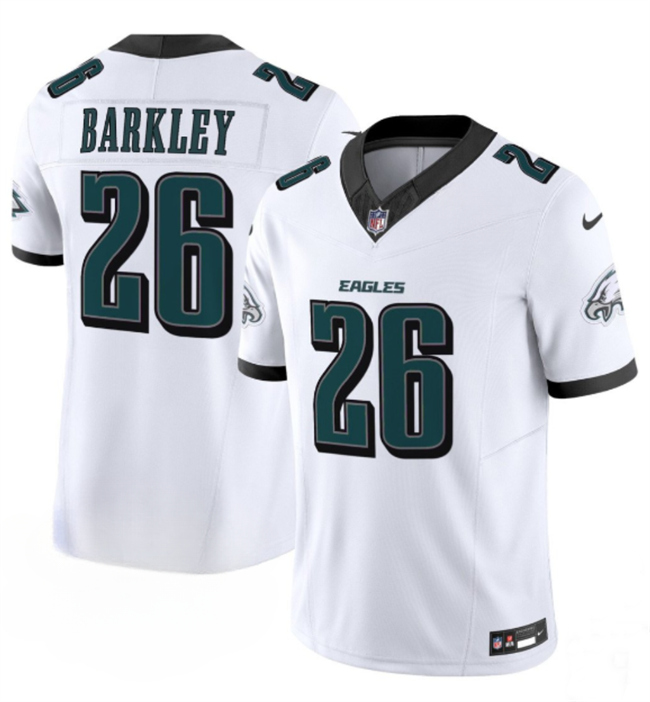 Men's Philadelphia Eagles #26 Saquon Barkley White 2024 New F.U.S.E. Vapor Untouchable Limited Stitched Football Jersey