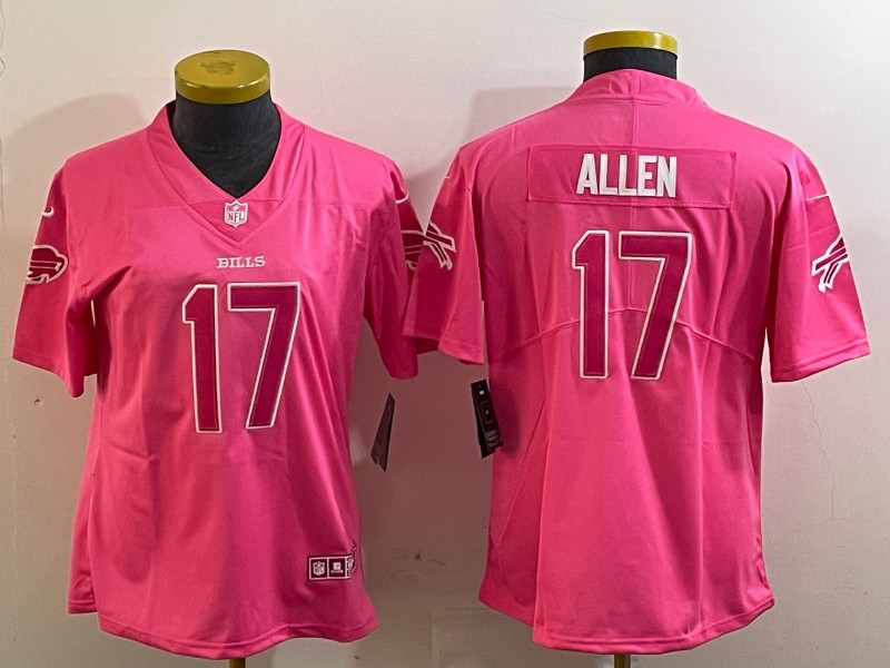 Women's Buffalo Bills #17 Josh Allen Pink Vapor Untouchable Limited Stitched Jersey