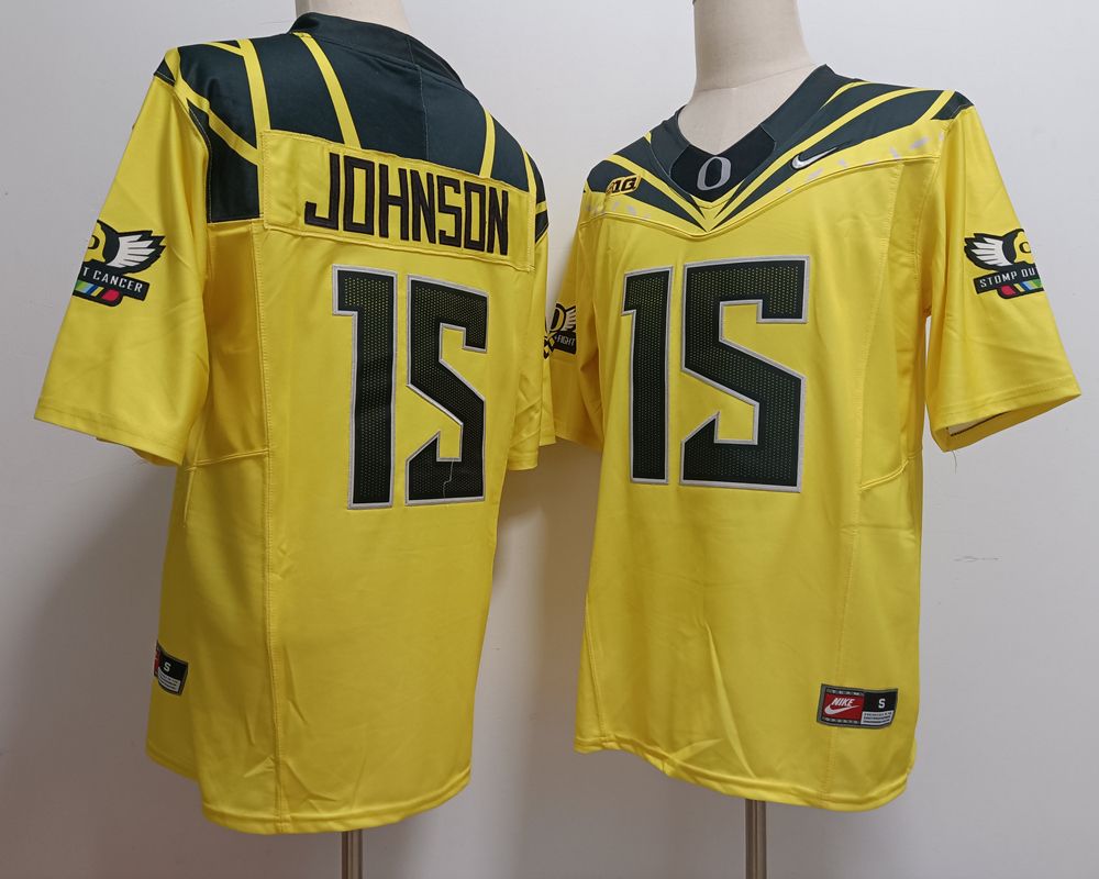 Men's Oregon Ducks #15 Tez Johnson Yellow FUSE NCAA Football Stitched Vapor Limited Stitched Nike Jersey