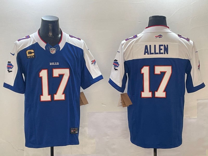 Men's Buffalo Bills #17 Josh Allen Royal White 2024 F.U.S.E. With 4-star C Ptach New York Ptach Vapor Limited Stitched Football Jersey