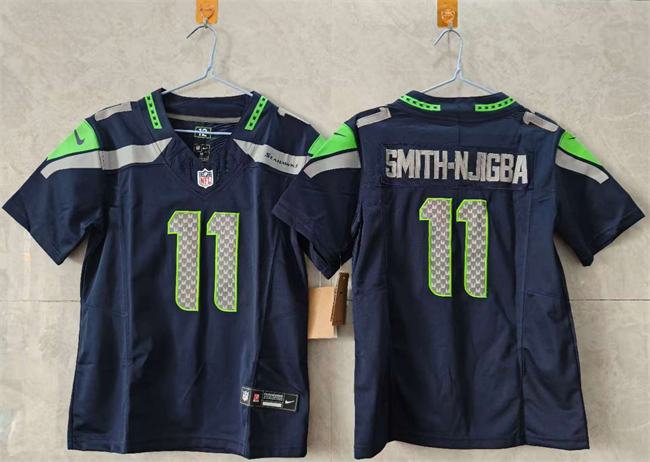 Women's Seattle Seahawks #11 Jaxon Smith-Njigba Navy 2025 Vapor Limited Stitched Football Jersey(Run Small)