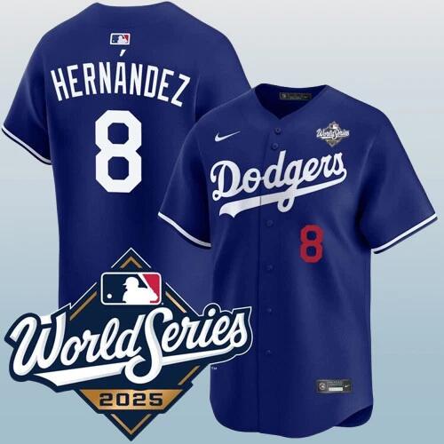 Men's Los Angeles Dodgers #8 Enrique Hernandez Blue 2025 World Series Vapor Limited Stitched Baseball Jersey