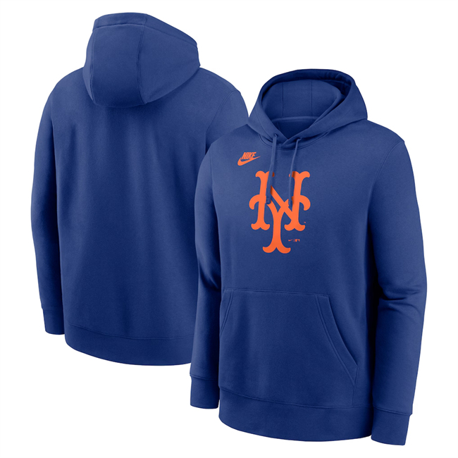 Men's New York Mets Royal Cooperstown Collection Logo Club Pullover Hoodie