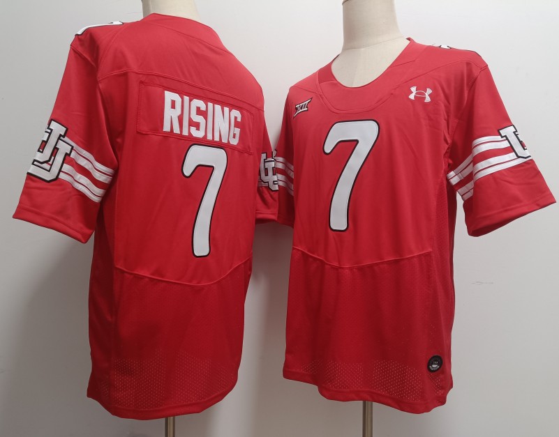 Men's Utah Utes #7 Cameron Rising Red Under Armour Stitched NCAA Football Jersey