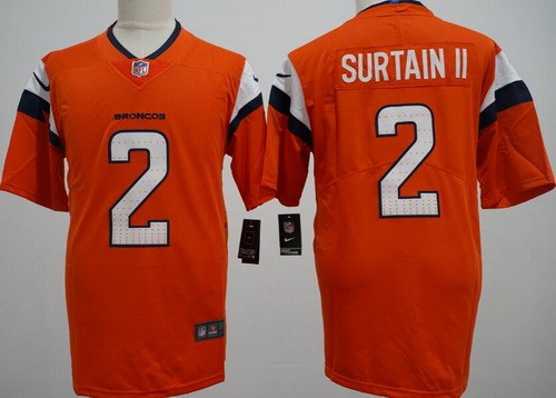 Youth Denver Broncos #2 Patrick Surtain II Limited Orange Vapor Jersey