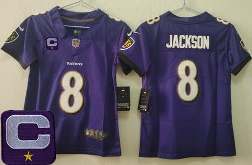 Youth Baltimore Ravens #8 Lamar Jackson Limited Purple C Patch Vapor Jersey