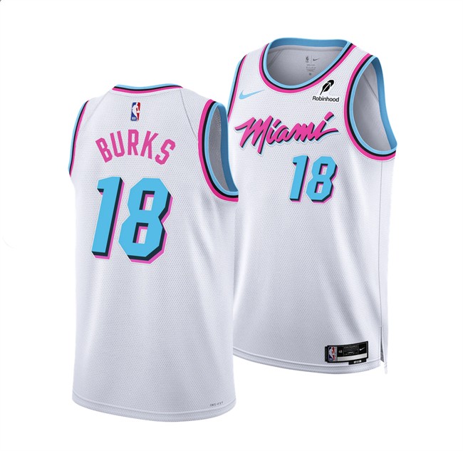 Men's Miami Heat #18 Alec Burks White 2024-25 City Edition Stitched Basketball Jersey