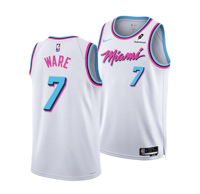 Men's Miami Heat #7 Kel'el Ware White 2024-25 City Edition Stitched Basketball Jersey