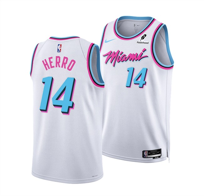 Men's Miami Heat #14 Tyler Herro White 2024-25 City Edition Stitched Basketball Jersey