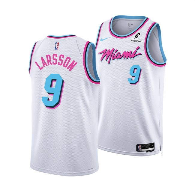 Men's Miami Heat #9 Pelle Larsson White 2024-25 City Edition Stitched Basketball Jersey