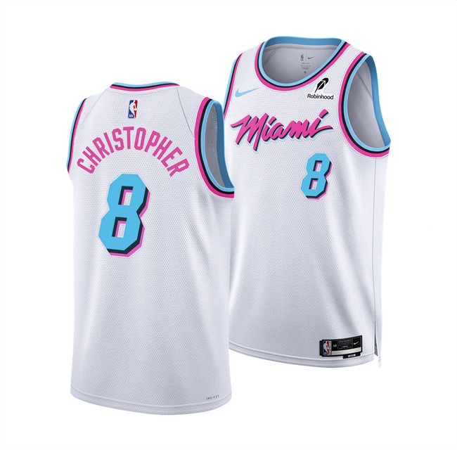 Men's Miami Heat #8 Josh Christopher White 2024-25 City Edition Stitched Basketball Jersey